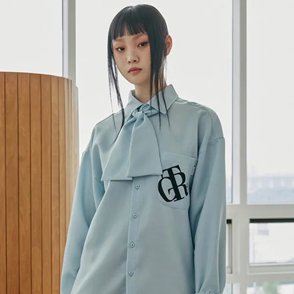 Áo Sơ Mi Romantic Crown [Tgt X Rmtcrw] Ribbon Belt Shirt Light Blue Màu Xanh Sáng