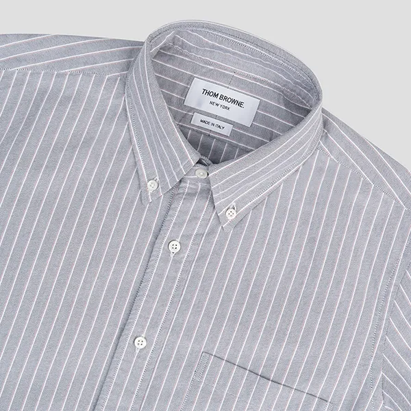 Áo Sơ Mi Thom Browne RWB Striped Grey Straight Fit MWL301A F0013 415 Màu Xám