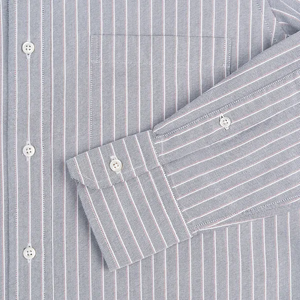 Áo Sơ Mi Thom Browne RWB Striped Grey Straight Fit MWL301A F0013 415 Màu Xám