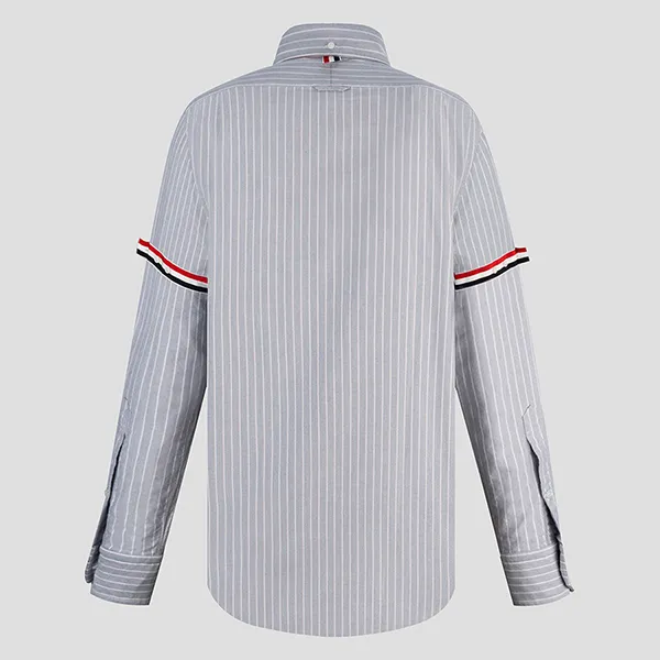 Áo Sơ Mi Thom Browne RWB Striped Grey Straight Fit MWL301A F0013 415 Màu Xám