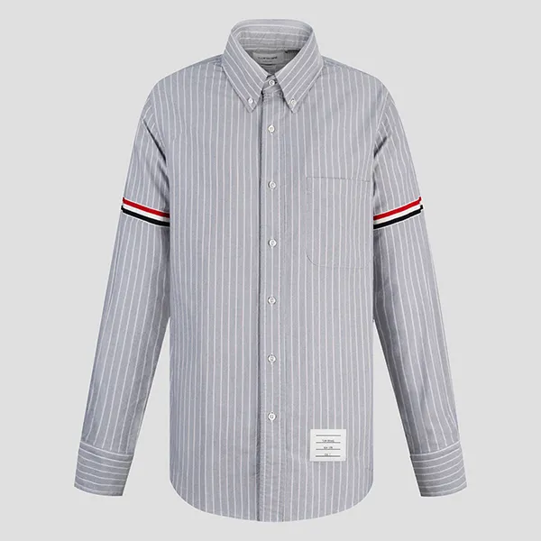 Áo Sơ Mi Thom Browne RWB Striped Grey Straight Fit MWL301A F0013 415 Màu Xám