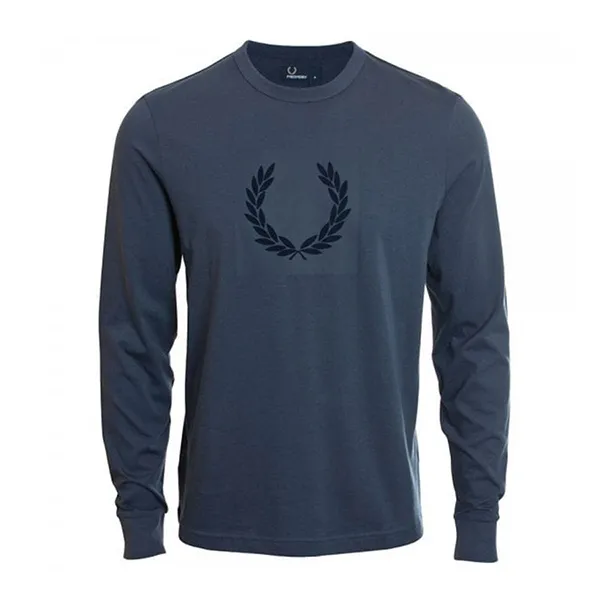 Áo Thun Dài Tay Fred Perry Tonal Laurel Wreath L/S T-Shirt Dark Airforce M4549 Màu Xanh Size S