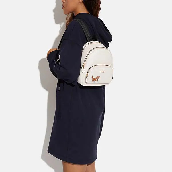 Balo Coach Mini Court Backpack With Dancing Kitten Màu Trắng
