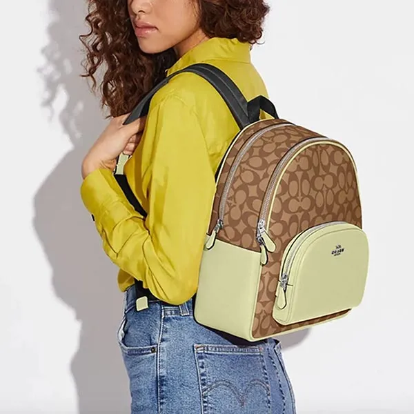 Balo Mochila Coach Signature Court Backpack Nueva Màu Nâu Vàng