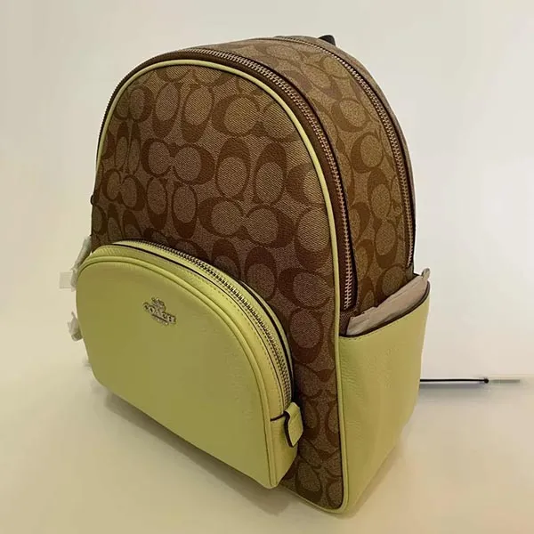 Balo Mochila Coach Signature Court Backpack Nueva Màu Nâu Vàng