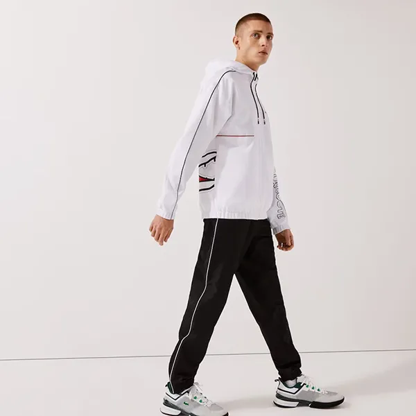 Bộ Quần Áo Gió Lacoste Sport Crocodile Print Tracksuit Màu Trắng - Đen Size S - Thời trang - Vua Hàng Hiệu