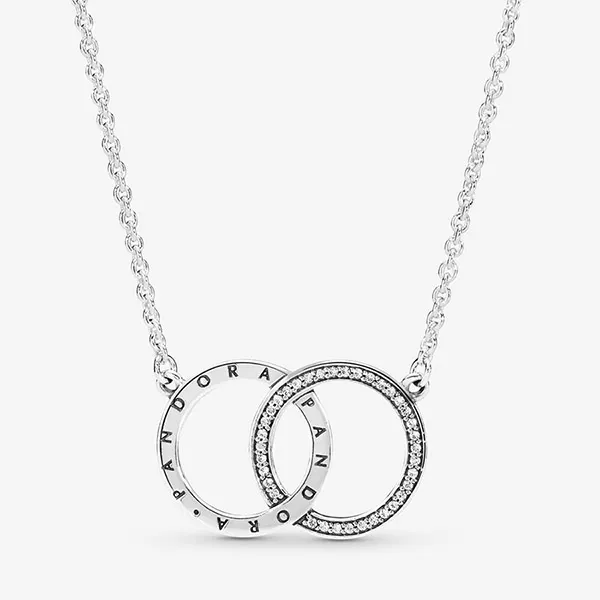Dây Chuyền Pandora Entwined Circles Pandora Logo & Sparkle Collier Necklace 396235CZ Màu Bạc - 4