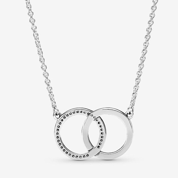 Dây Chuyền Pandora Entwined Circles Pandora Logo & Sparkle Collier Necklace 396235CZ Màu Bạc - 3