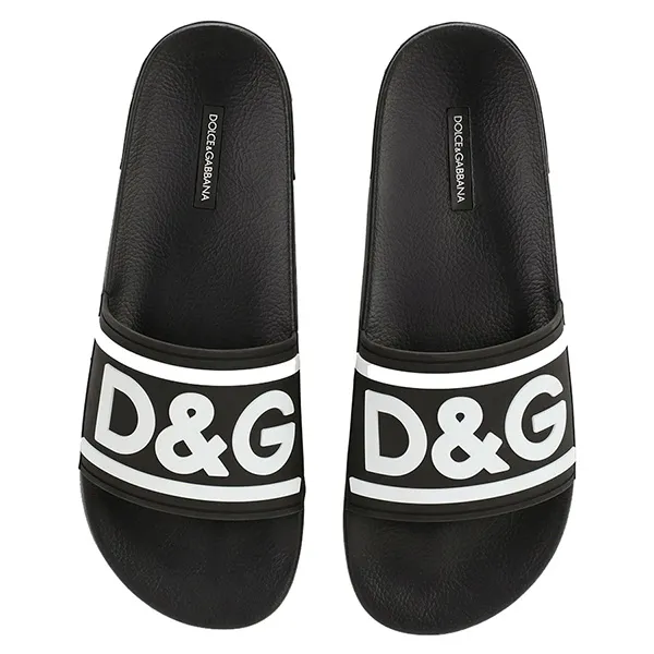 Dép Dolce & Gabbana D&G Rubber Beachwear Slides With DG Logo CS1991 AQ858 Màu Đen Size 40