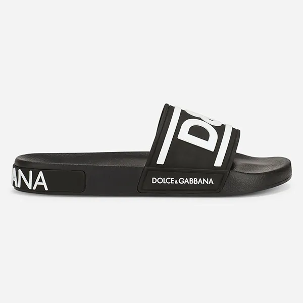 Dép Dolce & Gabbana D&G Rubber Beachwear Slides With DG Logo CS1991 AQ858 Màu Đen Size 40
