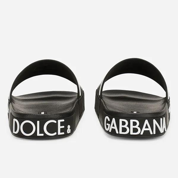 Dép Dolce & Gabbana D&G Rubber Beachwear Slides With DG Logo CS1991 AQ858 Màu Đen Size 40