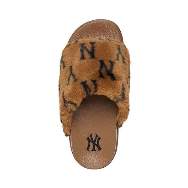 Dép MLB Chunky Mound Fur Winter New York Yankees 3ALPSWS26-50BRD Màu Nâu - Dép - Vua Hàng Hiệu