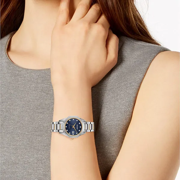 Đồng Hồ Đôi Citizen Hublottt Eco-Drive Corso Diamond BM7494-51L & EW2584-53L Màu Xanh Bạc - Đồng hồ - Vua Hàng Hiệu