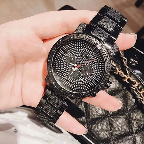 Đồng Hồ Nam JBW Victor Black Crystal Embedded Chronograph Dial Watch JB-8102-G Màu Đen - Đồng hồ - Vua Hàng Hiệu