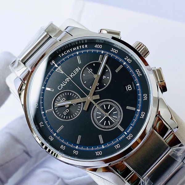 Đồng Hồ Nam Calvin Klein CK Completion Chronograph Quartz Black Dial Watch Kam27141 Màu Bạc Đen - 5
