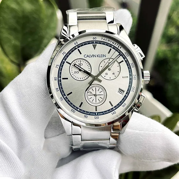 Đồng Hồ Nam Calvin Klein CK Completion Chronograph Quartz Silver Dial Watch KAM27146 Màu Bạc