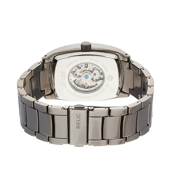 Đồng Hồ Nam Fossil Relic by Fossil Men's Perry Stainless Steel Automatic ZR77308 Màu Ghi