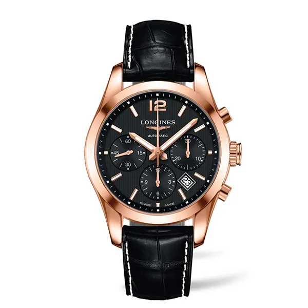 Đồng Hồ Nam Longines Conquest Chronograph Gold 18k Automatic L27868563 41mm Màu Đen - Đồng hồ - Vua Hàng Hiệu