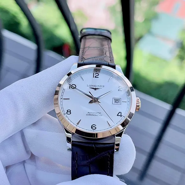 Đồng Hồ Nam Longines Record Collection Demi 18K Midsize L2.820.5.76.2 Màu Trắng Phối Vàng Hồng - Đồng hồ - Vua Hàng Hiệu