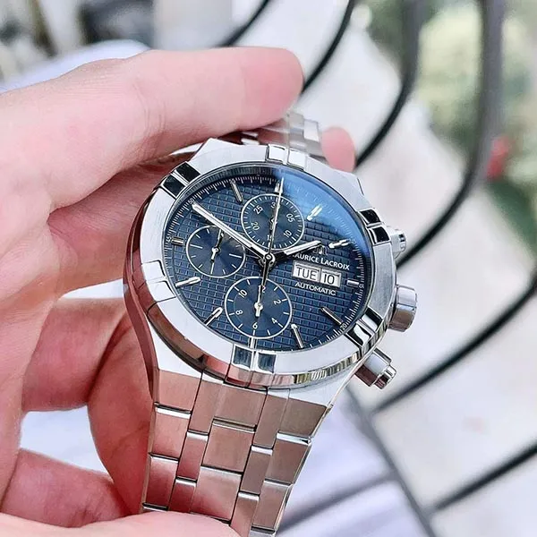 Đồng Hồ Nam Maurice Lacroix Aikon Chronograph Blue 43mm AI6038-SS002-430-1 Màu Bạc Xanh - Đồng hồ - Vua Hàng Hiệu