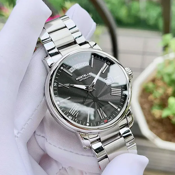 Đồng Hồ Nam Montblanc Day-Date 115937 Màu Bạc Đen