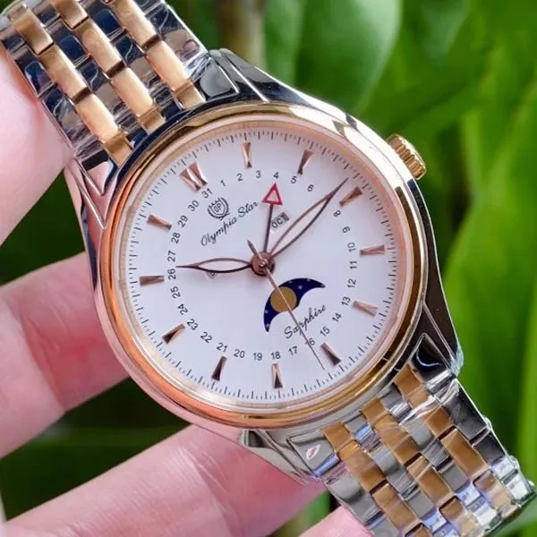 Đồng Hồ Nam Olympia Star OPA98022-80MSR-T Màu Trắng Phối Vàng Hồng