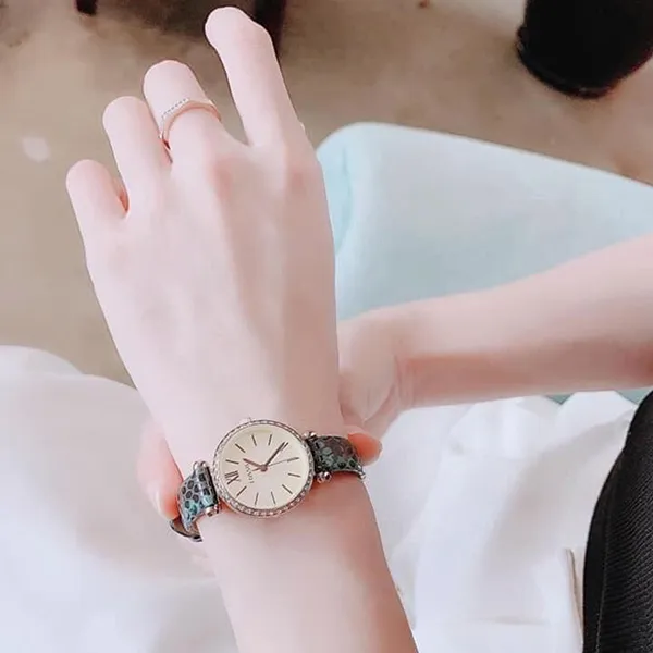 Đồng Hồ Nữ Fossil Tillie Three-Hand Fern Leather BQ3552 Dây Da Rắn Màu Xanh Lá