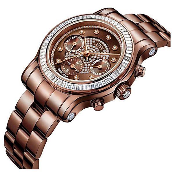 Đồng Hồ Nữ JBW Laurel 9 Diamonds & Swarovski Crystal Baguette Bezel Watch J6330L Màu Nâu - 1