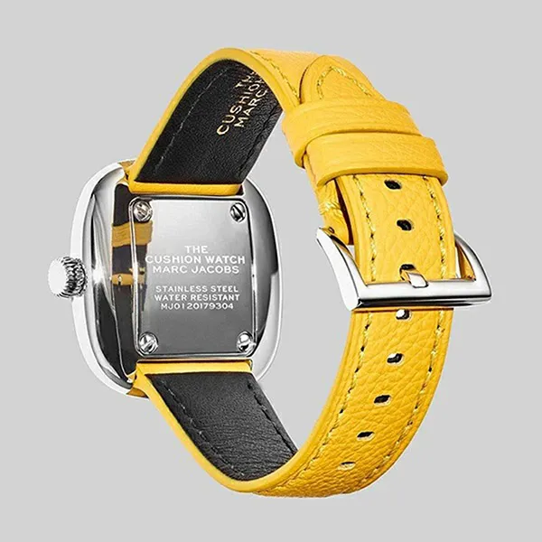 Đồng Hồ Nữ Marc Jacobs The Cushion Quartz Yellow Dial Ladies Watch MJ0120179304 Màu Vàng Bạc - 4