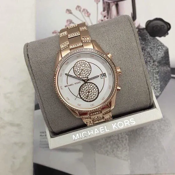Đồng Hồ Nữ Michael Kors MK Briar Pavé Watch MK6479 Màu Trắng Phối Vàng Hồng