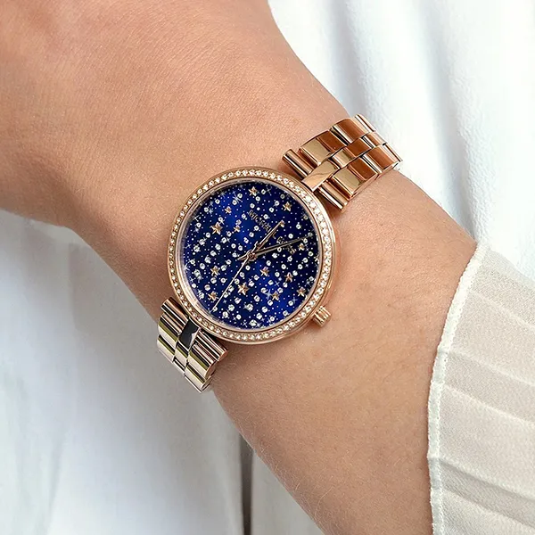 Đồng Hồ Nữ Michael Kors Maci Celestial Rose Gold-Tone Watch MK4451 Màu Xanh Phối Vàng Hồng