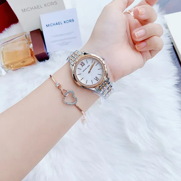 Đồng Hồ Nữ Michael Kors Mindy Watch MK7077 36mm Màu Bạc Phối Vàng Hồng