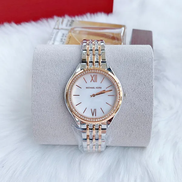 Đồng Hồ Nữ Michael Kors Mindy Watch MK7077 36mm Màu Bạc Phối Vàng Hồng