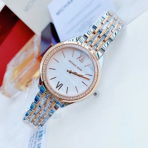 Đồng Hồ Nữ Michael Kors Mindy Watch MK7077 36mm Màu Bạc Phối Vàng Hồng