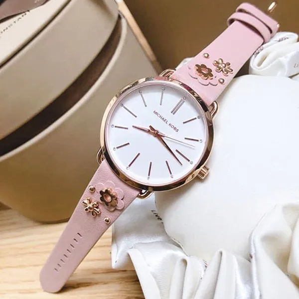 Đồng Hồ Nữ Michael Kors Portia Floral Aplique Watch MK2738 37mm Màu Trắng Phối Vàng Hồng