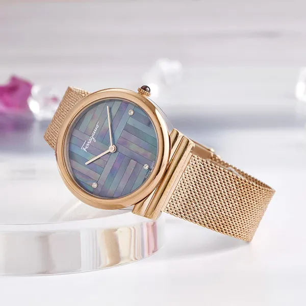Đồng Hồ Nữ Salvatore Ferragamo Gancinigold IP 5n Case Gold SFIY00819 Phối Mau