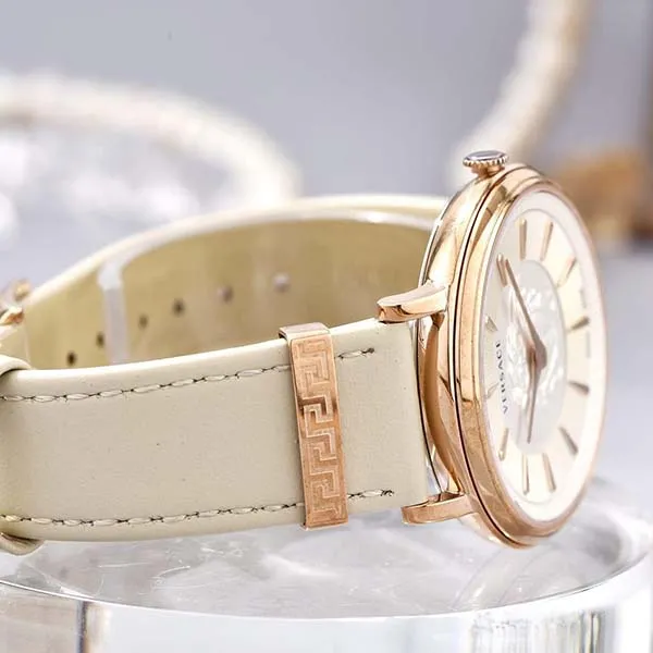 Đồng Hồ Nữ Versace V-Circle Medusa Watch 38mm Màu Bạc Phối Vàng Hồng