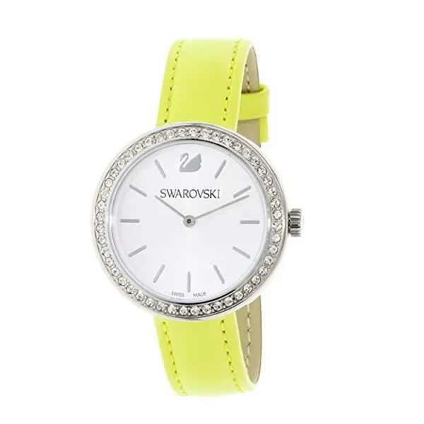 Đồng Hồ Nữ Swarovski Women's White Dial Leather Band Watch 5095643 Màu Vàng
