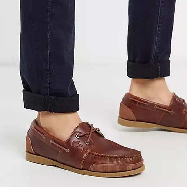 Giày Lười Nam Lacoste Men's Brown Nautic 120 Shoes Màu Nâu Size 42