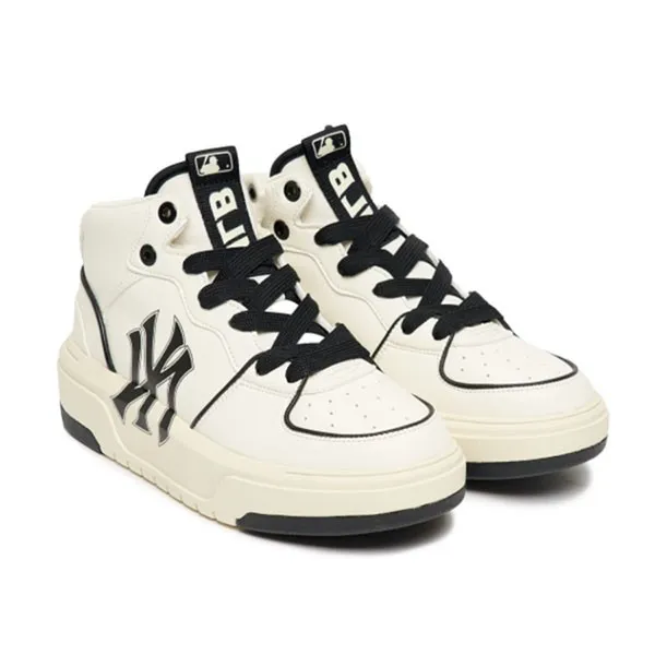 Giày Thể Thao MLB Chunky Liner High New York Yankees White Black 3ASXCB12N-50IVS Màu Trắng Đen Size 230