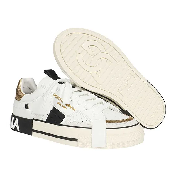 Giày Sneakers Dolce & Gabbana D&G Custom 2.0 In White Leather CS1863 AO222 8B996 Màu Trắng Size 41