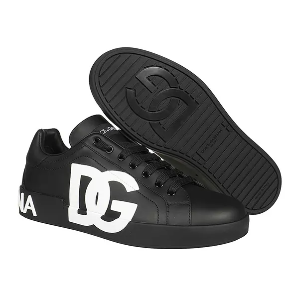 Giày Sneakers Dolce & Gabbana D&G Portofino Nappa Leather CS1772 AC330 8B956 Màu Đen Size 42