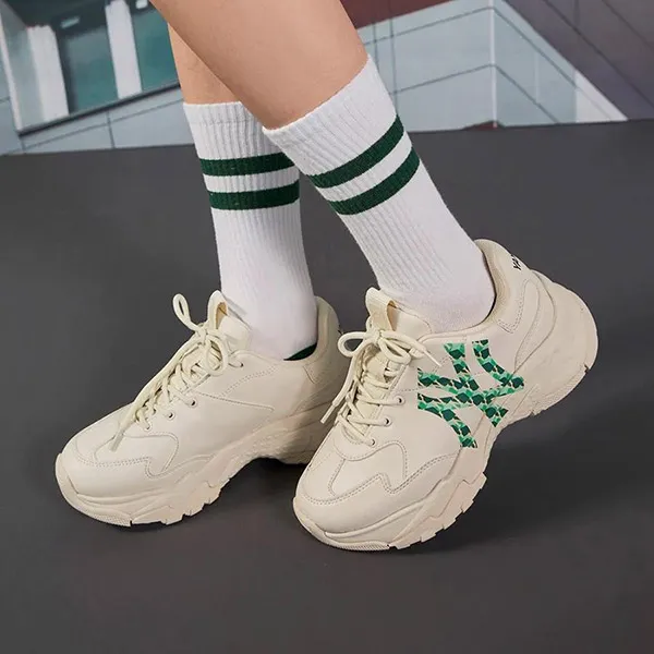 Giày Thể Thao MLB BigBall Chunky Cube Monogram New York Yankees Ivory 3ASHCGM2N-50IVS Màu Trắng Kem Size 230