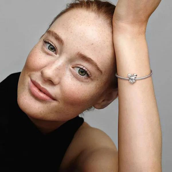 Hạt Vòng Charm Pandora Disney Mickey Mouse Pavé Clip 797495CZ Màu Bạc