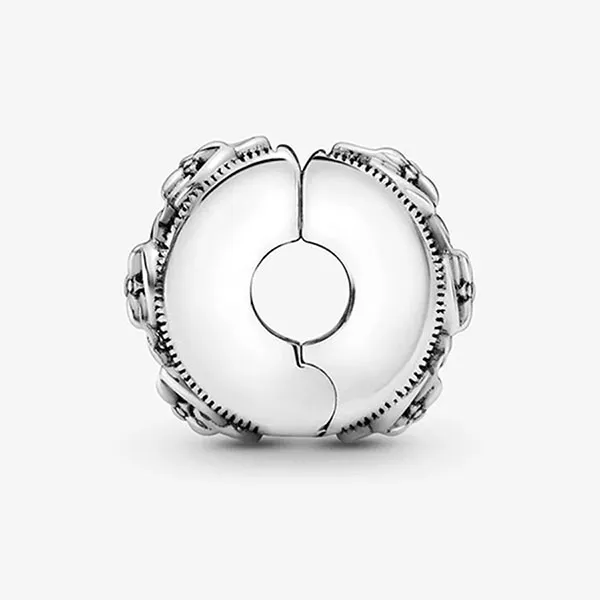 Hạt Vòng Charm Pandora Flower Pattern Clip 799316C00 Màu Bạc