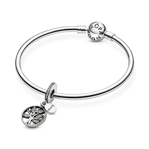 Hạt Vòng Charm Pandora Jewelry Sparkling Family Tree Dangle 791728CZ Màu Bạc