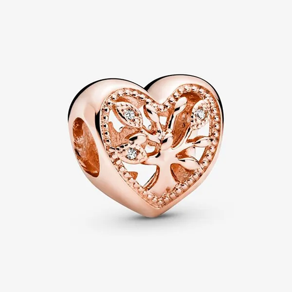Hạt Vòng Charm Pandora Openwork Family Tree Heart Charm 788826C01 Màu Vàng Hồng - Trang sức - Vua Hàng Hiệu
