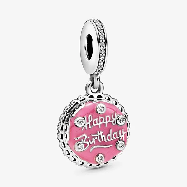 Hạt Vòng Charm Pandora Pendente Torta Di Compleanno Rosa 798888C01 Màu Hồng Bạc