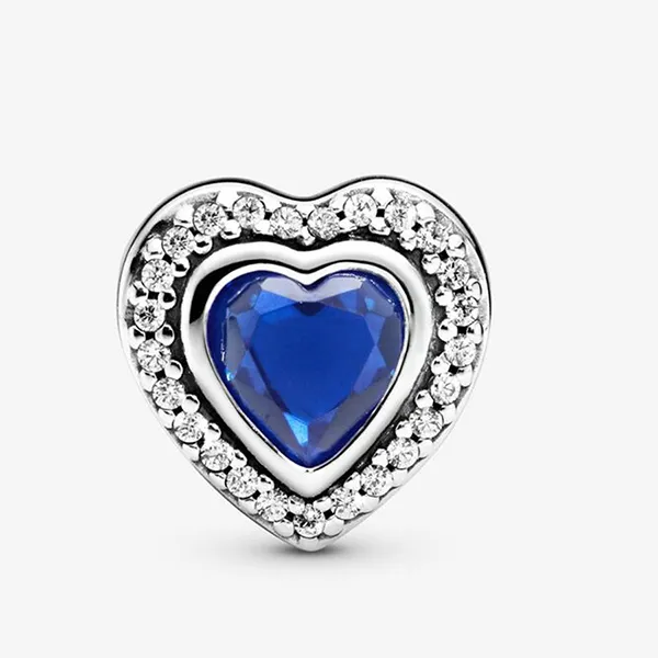 Hạt Vòng Charm Pandora Sparkling Blue Heart 797608NANB Màu Bạc Xanh