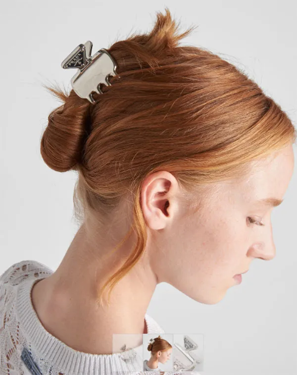 Kẹp Tóc Prada Metal Hair Clip 1IF087_2BA6_F0002 Màu Bạc